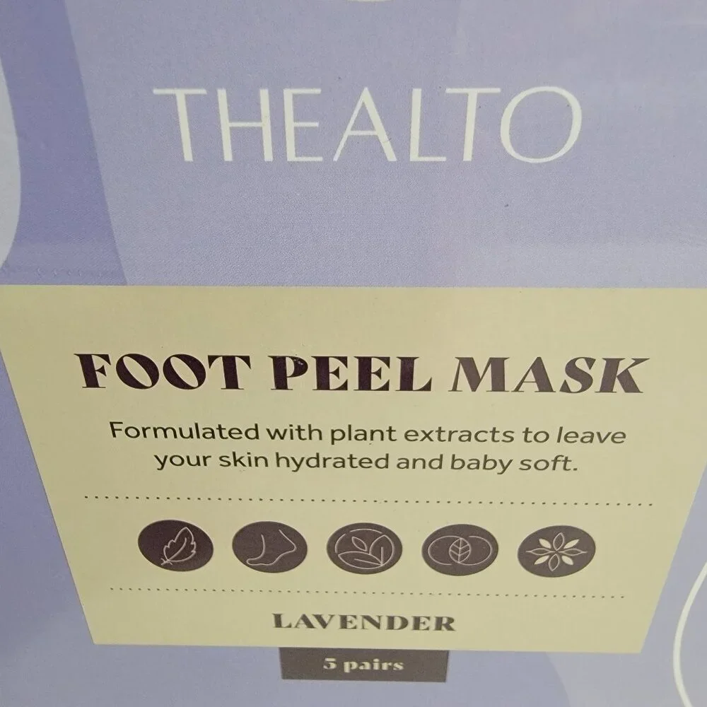 Thealto Lavender Foot Peel Mask 5 Pair New in Box Giftable